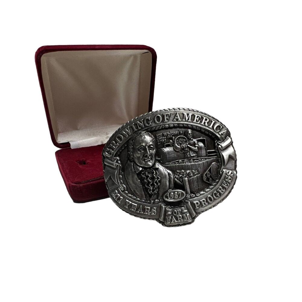 Vtg 1986 Nasco Eli Whitney Cast Iron Growing Of America Belt Buckle Numbered